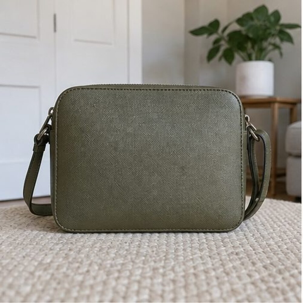 Olive Saffiano Crossbody Bag